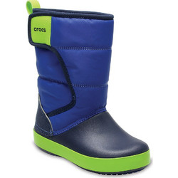 Crocs Παιδικές Μπότες Χιονιού Royal Blue Lime Αδιάβροχες με Σκρατς 204660