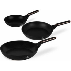 Berlinger Haus Black Rose Collection Σετ Τηγάνια Αλουμινίου με Αντικολλητική Επίστρωση Μαρμάρου 3τμχ BH-8360
