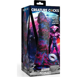Creature Cocks Alienoid Dildo με Βεντούζα & Όρχεις 23.3cm Μαύρο Μωβ