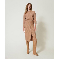 TWINSET Μίντι Φούστα Πλεκτή Ψηλόμεση Pencil Ταμπά 242TP3344-11754