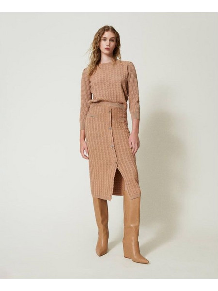 TWINSET Μίντι Φούστα Πλεκτή Ψηλόμεση Pencil Ταμπά 242TP3344-11754