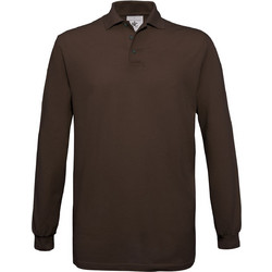 B&C Collection Ανδρική Μπλούζα Polo Μακρυμάνικη Καφέ PU414