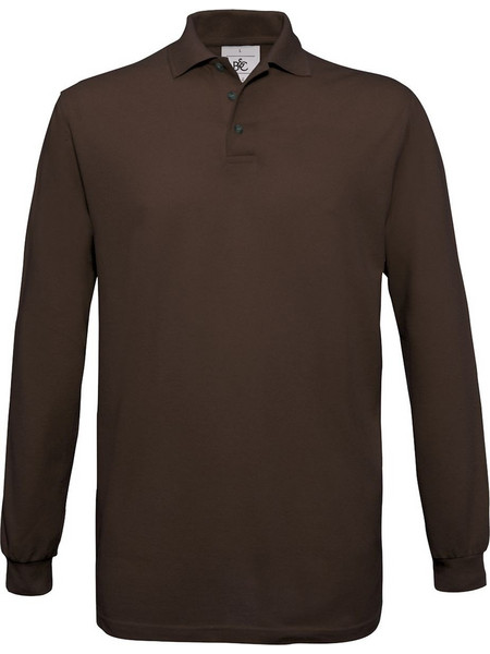 B&C Collection Ανδρική Μπλούζα Polo Μακρυμάνικη Καφέ PU414