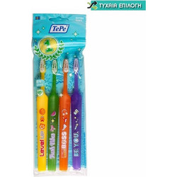 Tepe Extra Soft Παιδικές Οδοντόβουρτσες 4τμχ Κίτρινη Πράσινη Πορτοκαλί Μωβ