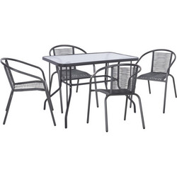 HomeMarkt Swifter Σετ Τραπεζαρία Κήπου Μεταλλικό 5τμχ Γκρι HM21222