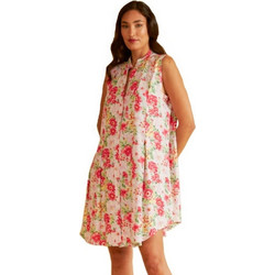 Harmony Mini Καλοκαιρινό Καθημερινό Φόρεμα Floral Μεταξωτό Εκρού 306810
