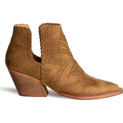 Corina Γυναικεία Μποτάκια Cowgirl Suede Καφέ με Χοντρό Χαμηλό Τακούνι M6005