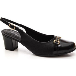 Piccadilly Ανατομικές Γόβες Slingback Δερμάτινες με Χοντρό Χαμηλό Τακούνι Μαύρες 110189-13