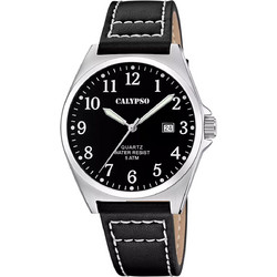 Calypso Ανδρικό Ρολόι με Μαύρο Δερμάτινο Λουράκι K5868/4