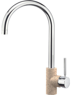 Sanitec Doppio Granite Beige Μπαταρία Κουζίνας Πάγκου Διπλής Παροχής Ανάμεικτη Μπεζ