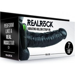Shots Realrock Hollow Harness Strap On με Dildo 18cm & Δόνηση Μαύρο