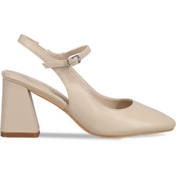 Migato Γόβες Slingback Δερμάτινες με Χοντρό Ψηλό Τακούνι Μπεζ 100008298-010