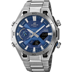 Casio Edifice Ανδρικό Ρολόι Χρονογράφος Solar με Ασημί Μεταλλικό Μπρασελέ ECB-2300D-2AEF