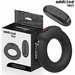Addicted Toys Heating Effect Vibrating Cock Ring Ελαστικό Δαχτυλίδι Πέους Σιλικόνης με Δόνηση Μαύρο