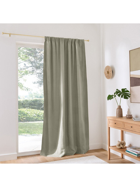 La Redoute Σετ Κουρτίνες Συσκότισης με Τρέσα 140x250 Elba 351128801 Σταχτί Πράσινο
