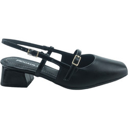 Piccadilly Γόβες Slingback Δερμάτινες με Χοντρό Χαμηλό Τακούνι Μαύρες 779-25023