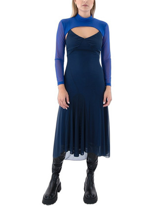 Black & Black Midi Φόρεμα για Γάμο / Βάπτιση Navy Μπλε W25B1162