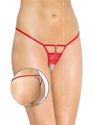 Softline Γυναικείο Sexy String Αυτοκινήτου με Δαντέλα Κόκκινο 2461