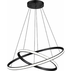 Powertech Κρεμαστό Φωτιστικό Οροφής Δίφωτο LED με Φυσικό Λευκό Φως Μαύρο Φ40x120cm PT-1525