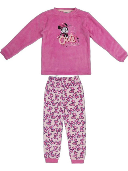 Cerda Minnie Mouse Παιδική Πιτζάμα Βελουτέ Χειμωνιάτικη Ροζ 2200006544
