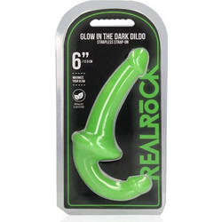 Shots RealRock Glow in the Dark Strapless Strap On με Διπλό Dildo 15.2cm Πράσινο