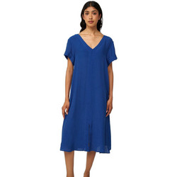 Vamp Midi Καλοκαιρινό Καθημερινό Φόρεμα Μεταξωτό Royal Blue 24455