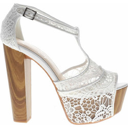 Jessica Simpson Dany3 Γυναικεία Πέδιλα Λευκά με Χοντρό Ψηλό Τακούνι και Φιάπα FMECHT-100