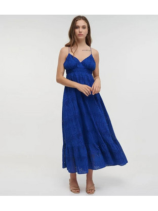Inart Ble Midi Καλοκαιρινό Βραδινό Φόρεμα Royal Blue 5-41-415-0029