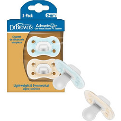 Dr. Brown's Advantage Girl Ορθοδοντικές Πιπίλες Σιλικόνης 0-6m Πράσινο Mint Μπεζ 2τμχ