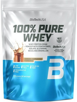 Biotech USA 100% Pure Whey Caramel Cappuccino Πρωτεΐνη Ορού Γάλακτος Γράμμωσης Χωρίς Γλουτένη 900gr