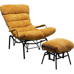 Kare Design Πολυθρόνα με Υποπόδιο Κίτρινη Vienna