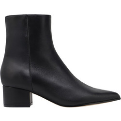 Nine West Maribu Γυναικεία Μποτάκια Αστραγάλου Δερμάτινα Μαύρα με Χοντρό Χαμηλό Τακούνι 02-002