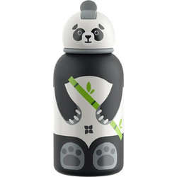 Waterdrop Panda Παιδικό Παγούρι Ανοξείδωτο με Καλαμάκι Μαύρο Λευκό 400ml