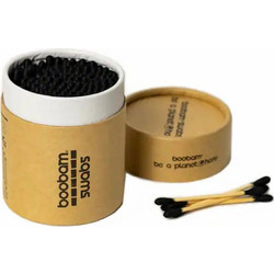 Boobam Μπατονέτες Βαμβακερές Bamboo Βιοδιασπώμενες Μαύρες 100τμχ