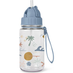Saro Good Vibes Παιδικό Παγούρι Πλαστικό BPA Free με Καλαμάκι Διαφανές Γαλάζιο 400ml