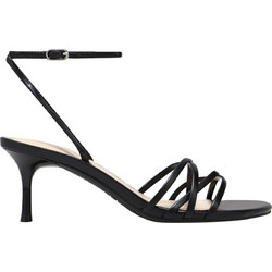 Nine West GILLIE3 Γυναικεία Πέδιλα Δερμάτινα Μαύρα με Λεπτό Χαμηλό Τακούνι 01-001