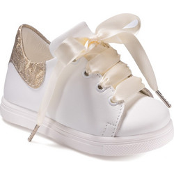 Gorgino Βαπτιστικά Sneakers για Κορίτσι Δερμάτινα Ανατομικά Λευκά Χρυσά 2334