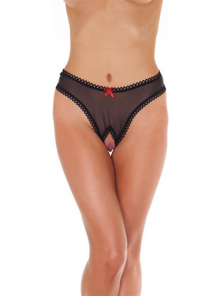 Rimba Amorable Γυναικείο Sexy String Αυτοκινήτου με Δαντέλα Μαύρο R1200