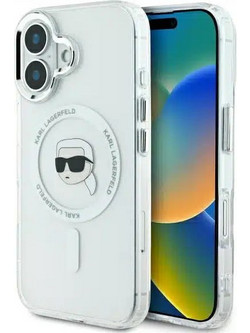 Karl Lagerfeld Hard Iml Metal Choupette Head MagSafe Back Cover White (iPhone 16 Plus)