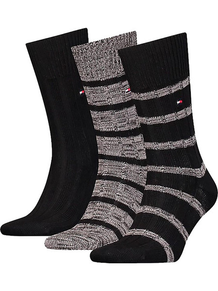 Tommy Hilfiger Ανδρικές Κάλτσες Ψηλές Μαύρες Ανθρακί 3Pack 701226073-002