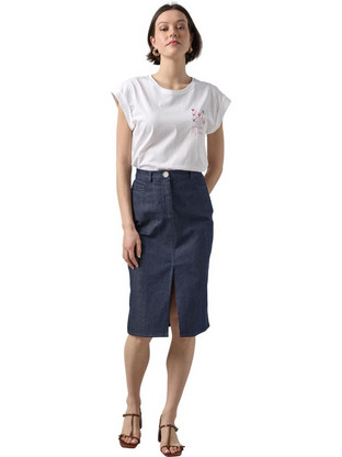 Passager Μίντι Φούστα Τζιν Pencil Navy Μπλε 31005