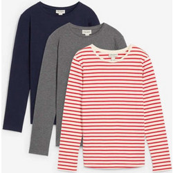 Bonprix Σετ Παιδικά T-Shirt Μακρυμάνικα Κόκκινο Γκρι Navy Μπλε 948429