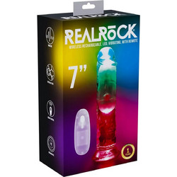 Shots RealRock Vibrating Straight Cock Ρεαλιστικός Δονητής για Ζευγάρια με Τηλεχειριστήριο 18cm Κόκκινος Πράσινος