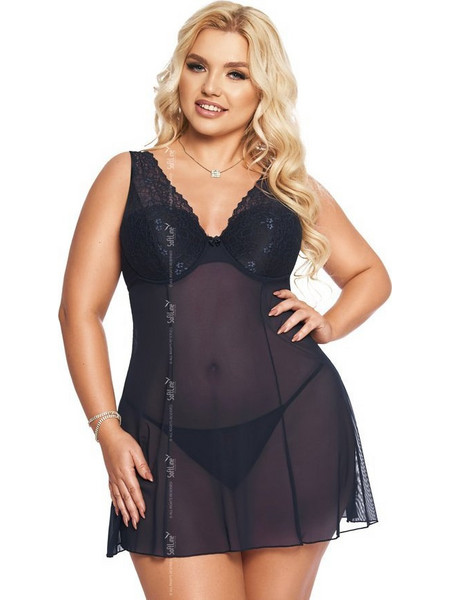 Softline Berta Sexy Babydoll See Through με Δαντέλα Navy Μπλε 5906340737635