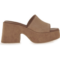 Komis & Komis Γυναικεία Πέδιλα Suede Ταμπά με Χοντρό Χαμηλό Τακούνι και Φιάπα E801