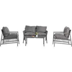 HomeMarkt Deandra Σετ Σαλόνι Κήπου Μεταλλικό 4τμχ Γκρι HM6507.01