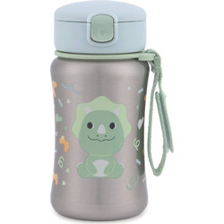 Skip Hop Dino Παιδικό Παγούρι Ανοξείδωτο BPA Free με Καλαμάκι Ασημί Γαλάζιο 350ml