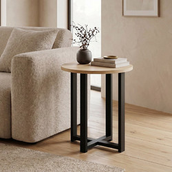 Megapap Mesa Βοηθητικό Τραπεζάκι Σαλονιού Οβάλ MDF με Μεταλλική Βάση GP037-0308,1