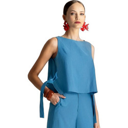 Moutaki Γυναικείο Καλοκαιρινό Crop Top Τζιν Γαλάζιο 26.01.41