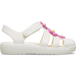 Crocs Classic Flower Fisherman Παιδικά Παπούτσια Θαλάσσης για Κορίτσι Ανατομικά Λευκά Φούξια 212525-0WV